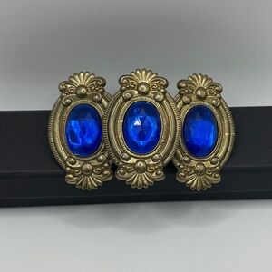 Victorian Style Gold & Blue Stone Barrette